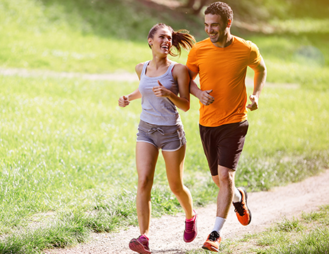 Couple happy jogging